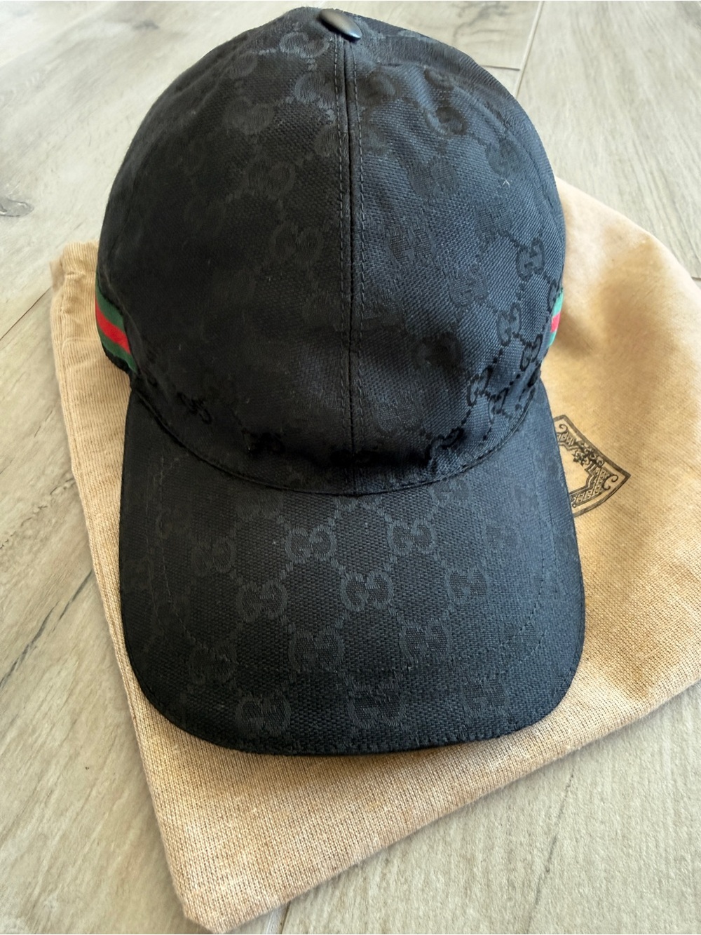Gucci Black Cap with Signature Green-Red Web Stripe - Picture 2 of 12